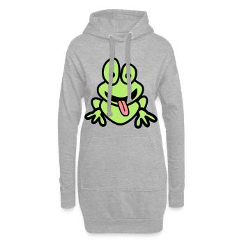 Frosch mit Zunge - Hoodie-Kleid - Grau meliert - Vorne