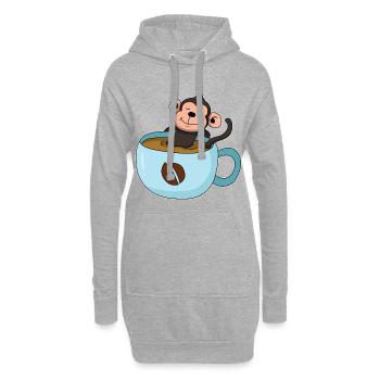 Tasse À Café - Tasse À Café Singe - Design - Sweat-shirt à capuche long Femme - gris chiné - Devant