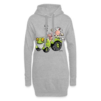 Mignon Tracteur - Sweat-shirt à capuche long Femme - gris chiné - Devant
