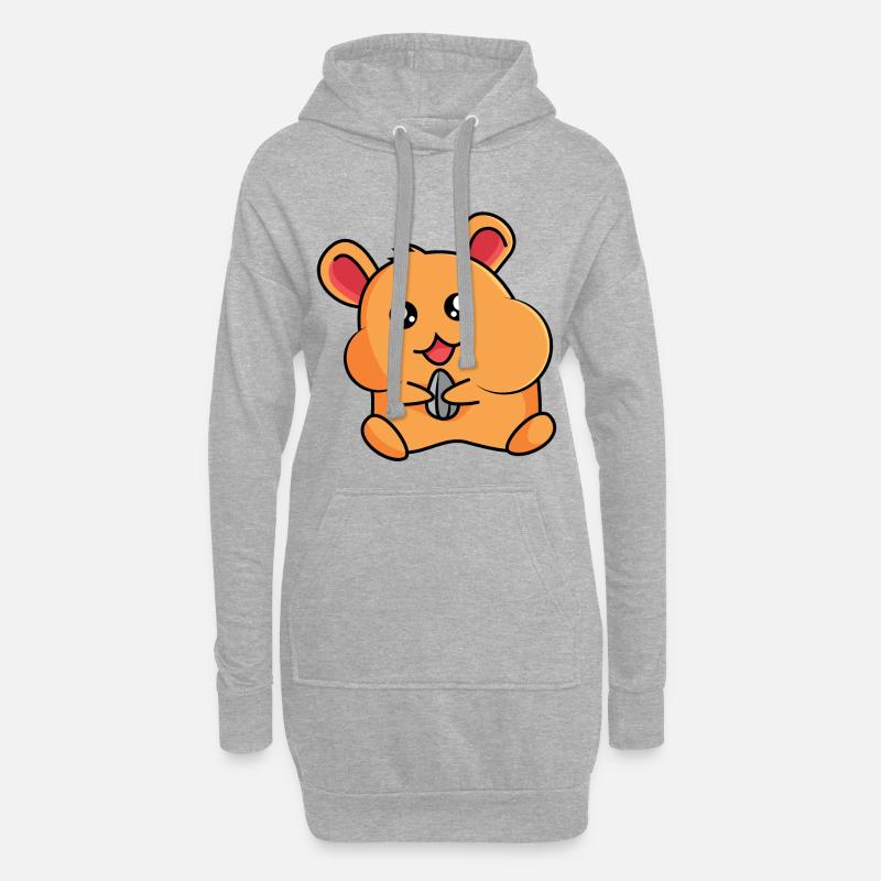Hamster beim Hamstern - Hoodie-Kleid - Grau meliert