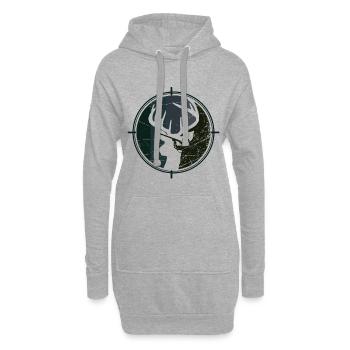 Chasseur - Chasse - Cerf - Sweat-shirt à capuche long Femme - gris chiné - Devant