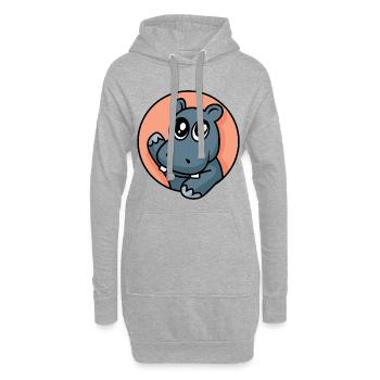 Hippopotame drôle - conception - Sweat-shirt à capuche long Femme - gris chiné - Devant
