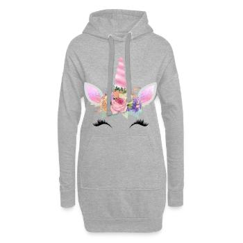 Visage Licorne Visage Licorne Femmes Enfant Cadeau - Sweat-shirt à capuche long Femme - gris chiné - Devant