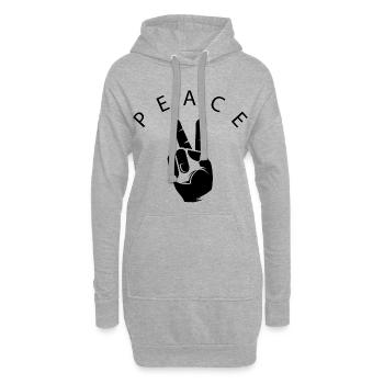 peace hand Frieden Symbol Logo Welt Hand Finger - Hoodie-Kleid - Grau meliert - Vorne