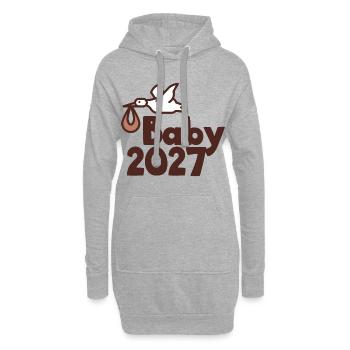 Bébé cigogne 2027 - Sweat-shirt à capuche long Femme - gris chiné - Devant