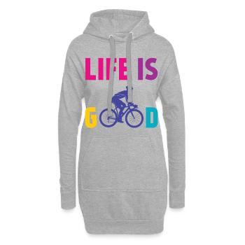 Radfahren - Das Leben ist gut - Hoodie-Kleid - Grau meliert - Vorne