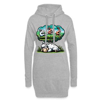 Les moutons comptent les lapins – Humour drôle sur le sommeil - Sweat-shirt à capuche long Femme - gris chiné - Devant