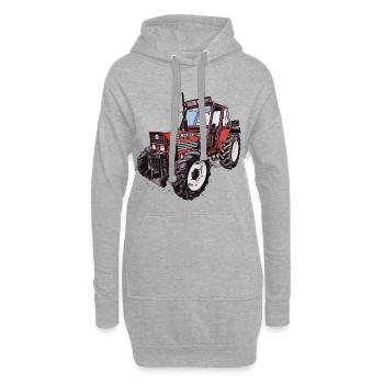 Roter Traktor DT 65 90 - Hoodie-Kleid - Grau meliert - Vorne