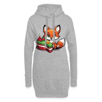 Kleiner Fuchs mit Geburtstagskuchen - Hoodie-Kleid - Grau meliert - Vorne