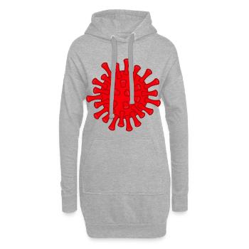 Illustration de la molécule rouge Covid - Sweat-shirt à capuche long Femme - gris chiné - Devant