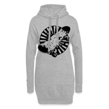Dessin de skateboard - Sweat-shirt à capuche long Femme - gris chiné - Devant