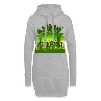 I AM GREEN - Margarites Herbe Soleil - Sweat-shirt à capuche long Femme - gris chiné - Devant