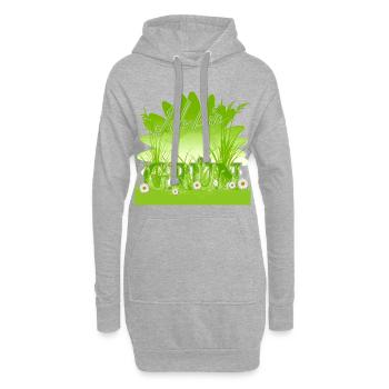 Je suis vert - Pré fleuri - Sweat-shirt à capuche long Femme - gris chiné - Devant