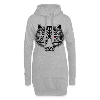 Schwarzer Tiger - Hoodie-Kleid - Grau meliert - Vorne