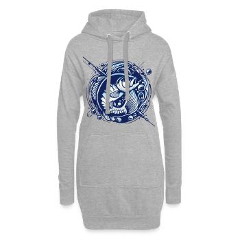 Poisson-grenouille avec des bulles d’eau design - Sweat-shirt à capuche long Femme - gris chiné - Devant