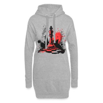 Schachfiguren Graffiti - Hoodie-Kleid - Grau meliert - Vorne