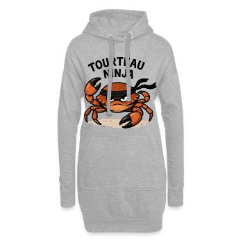 Ninja-Krabbe - Hoodie-Kleid - Grau meliert - Vorne
