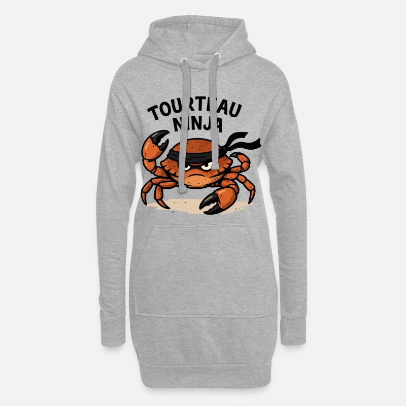 Ninja-Krabbe - Hoodie-Kleid - Grau meliert