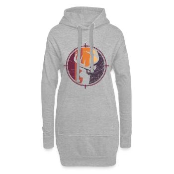 Vue de chasse vintage - Sweat-shirt à capuche long Femme - gris chiné - Devant