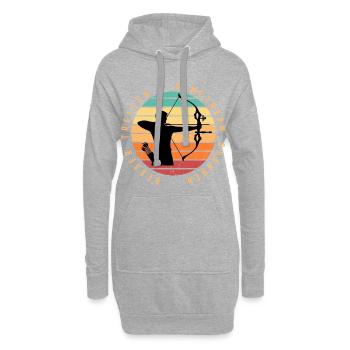 Bogenschütze im Sonnenuntergang - Hoodie-Kleid - Grau meliert - Vorne