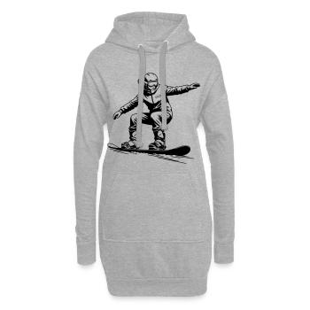 Cooler Snowboarder - Snowboard Grafik - Hoodie-Kleid - Grau meliert - Vorne