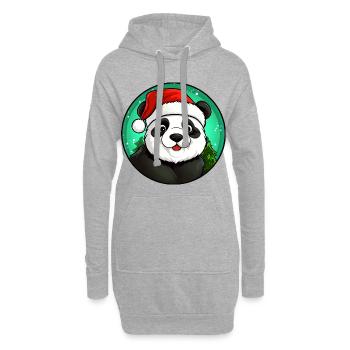 Panda Santa Claus - Sweat-shirt à capuche long Femme - gris chiné - Devant