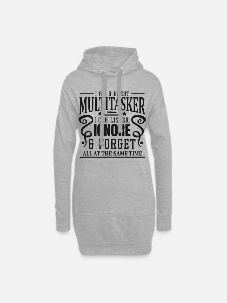 Multitasker: listen, ignore & forget - Hoodie Dress - heather grey