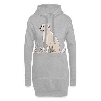 Labrador Silhouette mit Hufeisen - Hoodie-Kleid - Grau meliert - Vorne
