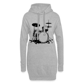 Schlagzeug Skizze - Hoodie-Kleid - Grau meliert - Vorne