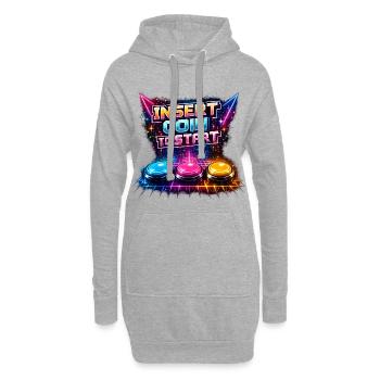 Retro Arcade Neon – Insérer la pièce - Sweat-shirt à capuche long Femme - gris chiné - Devant