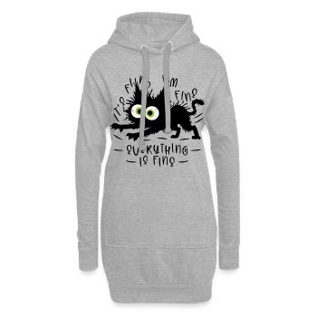 It's fine I'm fine Everything is fine - Katze - Hoodie-Kleid - Grau meliert - Vorne
