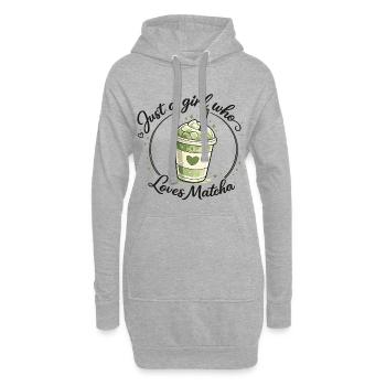 Matcha Girl Heart Love Design - Sweat-shirt à capuche long Femme - gris chiné - Devant