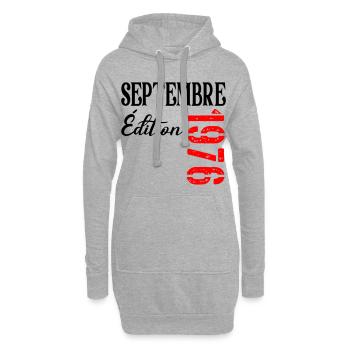 France 50e Anniversaire Septembre 1976 - Sweat-shirt à capuche long Femme - gris chiné - Devant