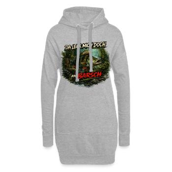 Da leck mich doch am Barsch – Flussbarsch | Angler - Hoodie-Kleid - Grau meliert - Vorne
