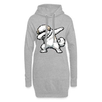Taponage du chien de montagne des Pyrénées - Sweat-shirt à capuche long Femme - gris chiné - Devant