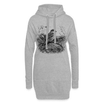 Moineau mignon dans la nature dans le style de dessin - Sweat-shirt à capuche long Femme - gris chiné - Devant