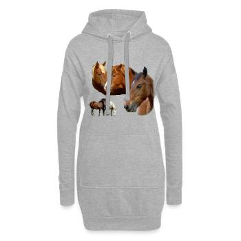 Pferde Wild Hengst & Stute Pferd und Ponys Kopf - Hoodie-Kleid - Grau meliert - Vorne