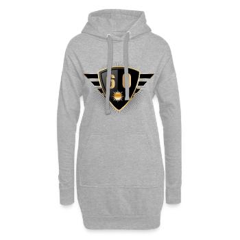 60e anniversaire - Sweat-shirt à capuche long Femme - gris chiné - Devant