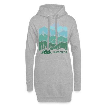 I hate People Outdoor Winter Camping in den Bergen - Hoodie-Kleid - Grau meliert - Vorne