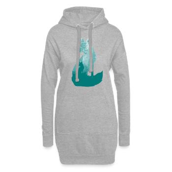 Fuchs Silhouette im Wald Silhouette Jäger - Hoodie-Kleid - Grau meliert - Vorne