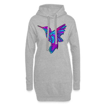 Colibri coloré en cadeau de style mandala - Sweat-shirt à capuche long Femme - gris chiné - Devant