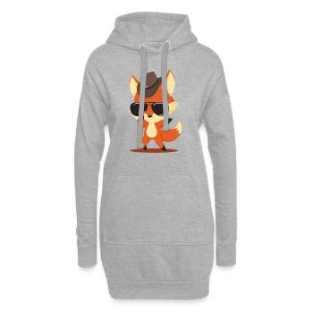 Renard avec des lunettes de soleil chapeau western design animal - Sweat-shirt à capuche long Femme - gris chiné - Devant