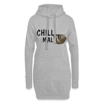 Chill mal mit Faultier - Hoodie-Kleid - Grau meliert - Vorne