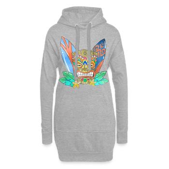 TIKI Ancestor God Figure Surf Boards 1 - Sweat-shirt à capuche long Femme - gris chiné - Devant