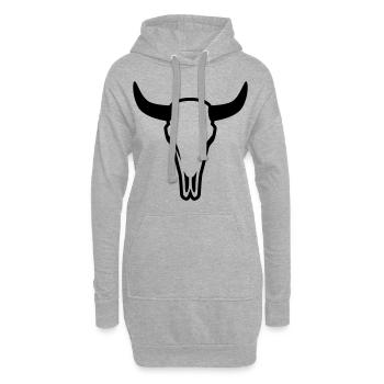 Crâne de vache taureau - Sweat-shirt à capuche long Femme - gris chiné - Devant