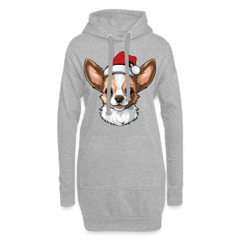 Portrait de Noël tête de chien chihuahua - Sweat-shirt à capuche long Femme - gris chiné - Devant
