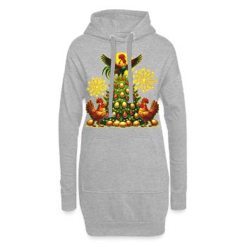 Lustiger Weihnachtsbaum Hühner - Hoodie-Kleid - Grau meliert - Vorne