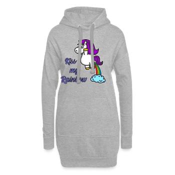 Einhorn Kiss My Rainbow - Hoodie-Kleid - Grau meliert - Vorne