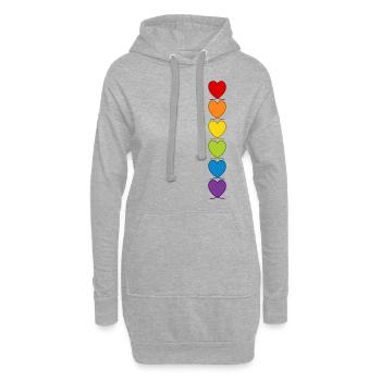 LGBTQIA+ CSD Herz Regenbogen Herzen Pride Month - Hoodie-Kleid - Grau meliert - Vorne