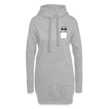 Süße Baby Eule in Brusttasche Uhu im Taschenformat - Hoodie-Kleid - Grau meliert - Vorne